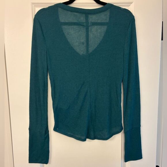 NWT ANTHROPOLOGIE PILCRO Andie Ribbed Tissue Top Teal Women’s Size Medium - Picture 5 of 9